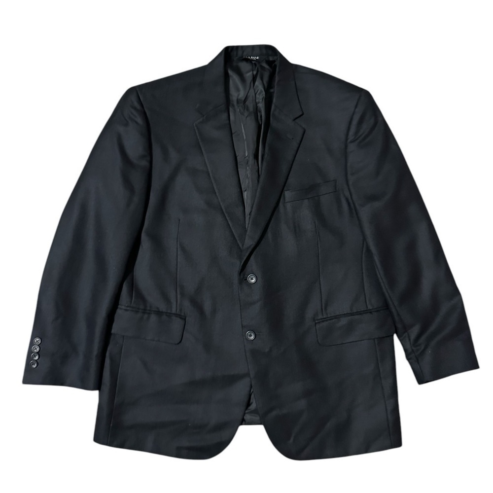 Jos A Banks Silk and Camel Hair Blend Black Micro Herringbone Blazer Suit 46R